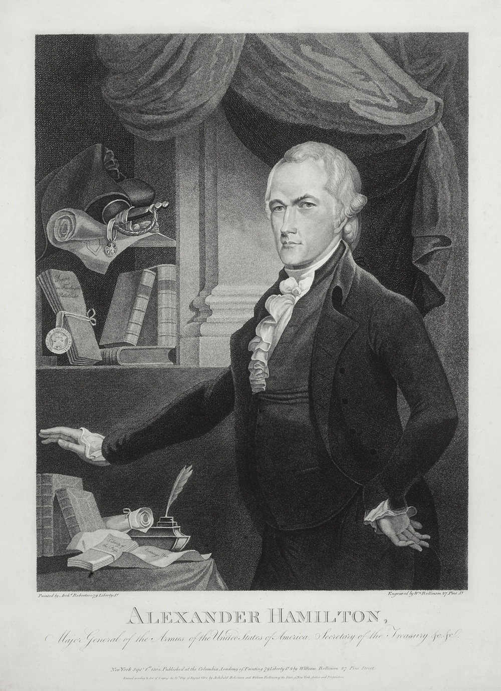 Alexander Hamilton engraving by William Rollinson after Archibald Robertson, 1804