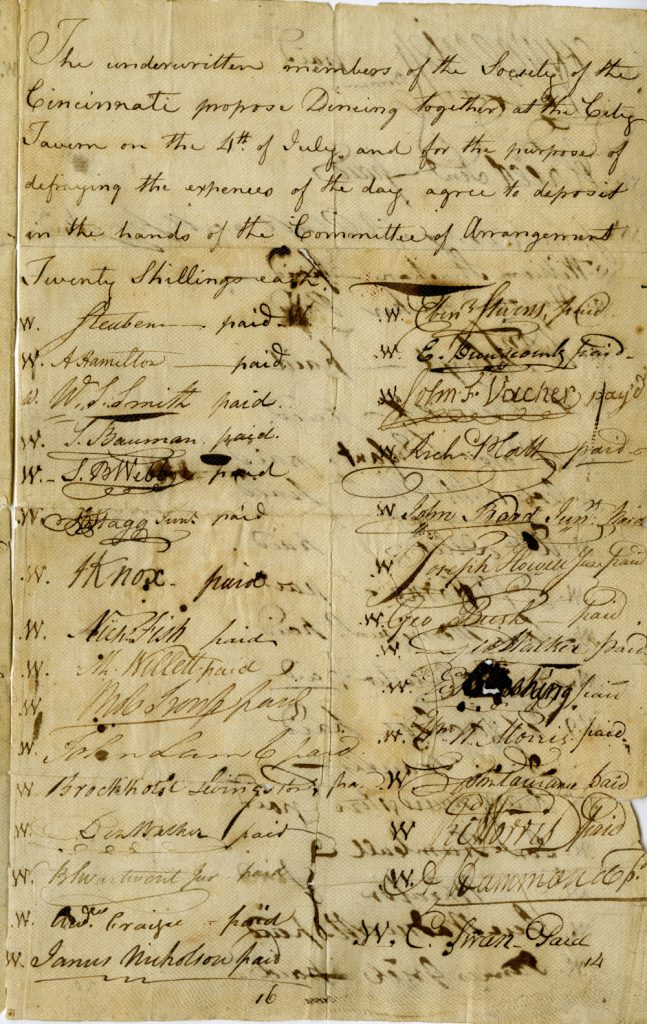 “Subscription List,” July 4, 1789