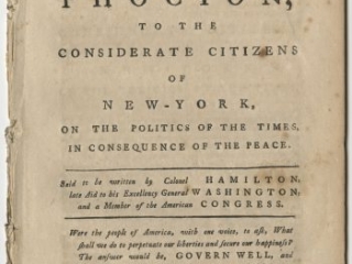 A Letter from Phocion, to the Considerate Citizens of New-York on the Politics of the Times, in Consequence of the Peace, 1784.