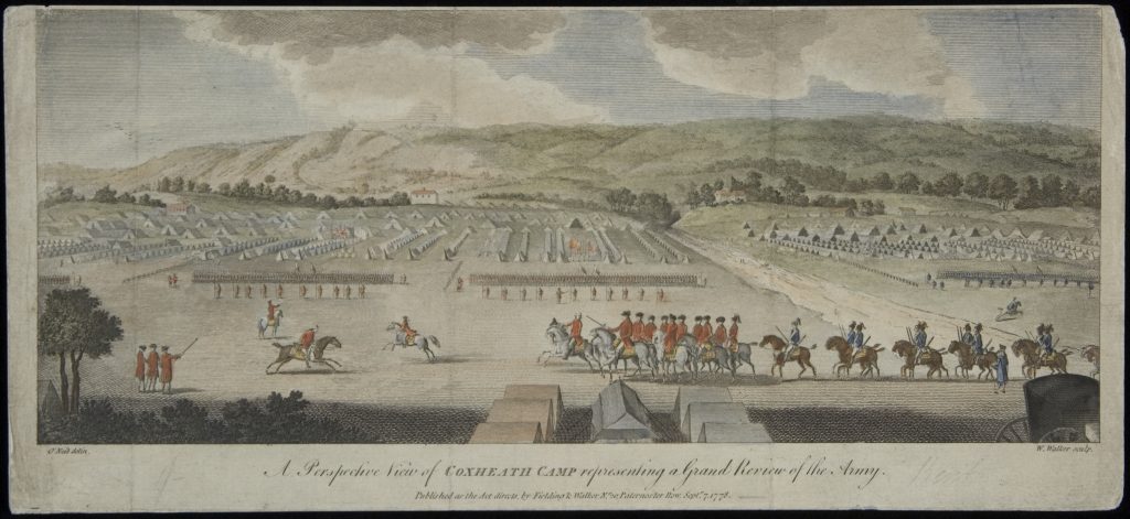 A Perspective View of Coxheath Camp representing a Grand Review of the Army, William Walker, engraver; after O’Neil, artist, London: Published by Fielding & Walker, 1778