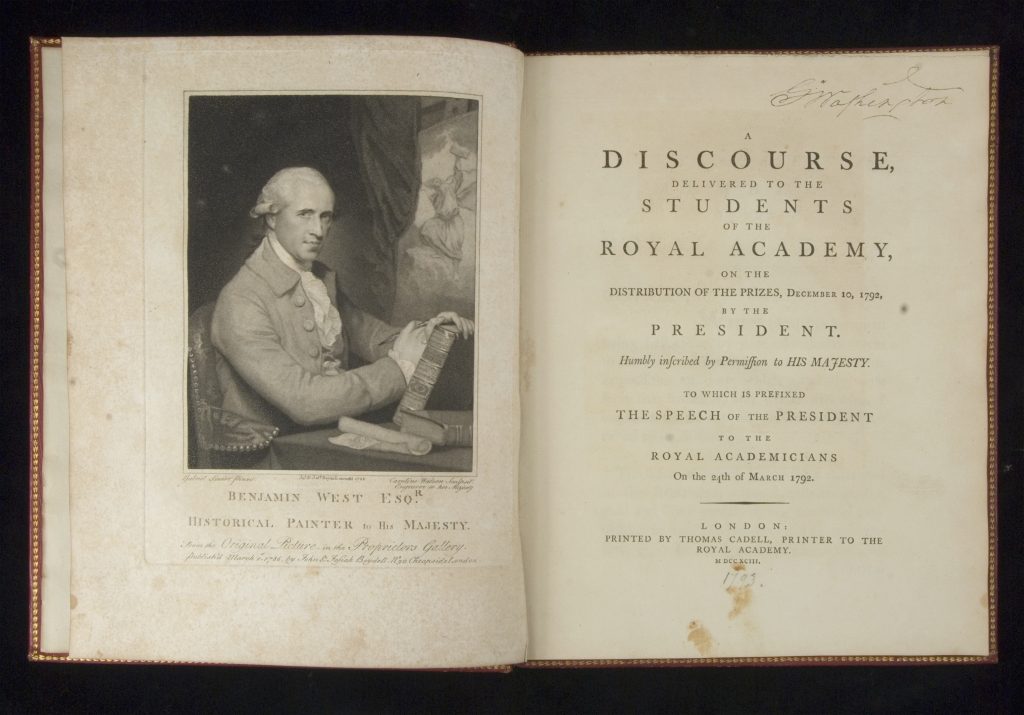 A Discourse, Delivered to the Students of the Royal Academy, Benjamin West, London: Printed by Thomas Cadell, 1793