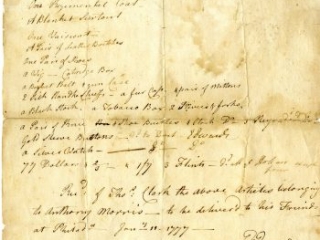 Click for a larger view. “A List of Goods belonging to Anthony Morris Dec’d,” Enoch Edwards, January 11, 1777