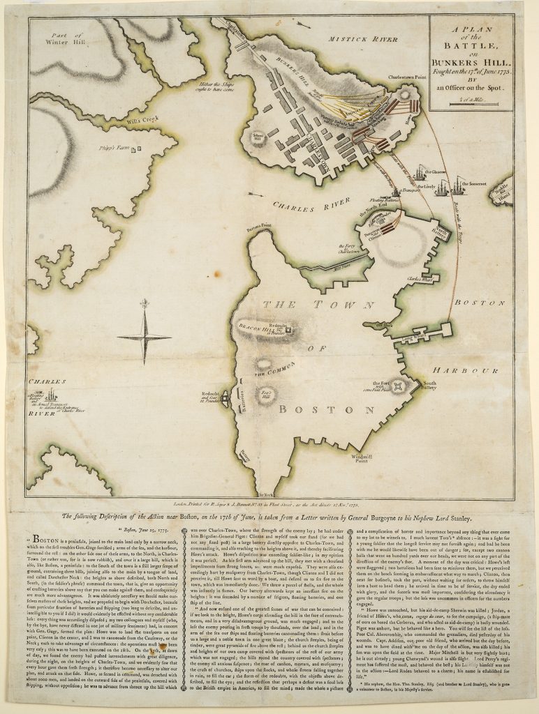 A Plan of the Battle, on Bunkers Hill Fought on the 17th of June 1775, Robert Sayer and John Bennett, London: Printed for R. Sayer & J. Bennet, 1775