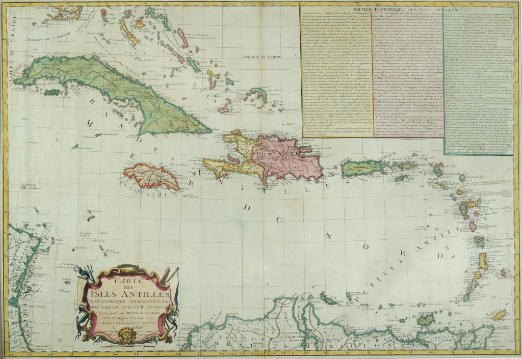 Carte des Isles Antilles dans l’Amérique Septentrional, avec la Majeure Partie des Isles Lucayes, Faisant Partie du Théâtre de la Guerre entre les Anglais et les Américains, Louis Brion de la Tour, Paris: Chés Esnauts et Rapilly, 1782