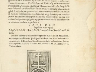 De re Militari, Flavius Vegetius Renatus, Bononiae: Ioannes Antonisu de Benedictis, 1505