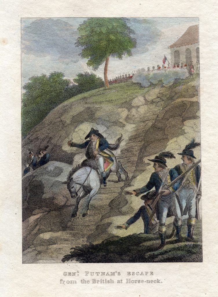 “Genl. Putnam’s Escape from the British at Horse-neck,” American Military Biography; Containing the Lives, Characters, and Anecdotes of the Officers of the Revolution, Hartford: Printed for the Subscribers; Roberts & Burr, Printers, 1825