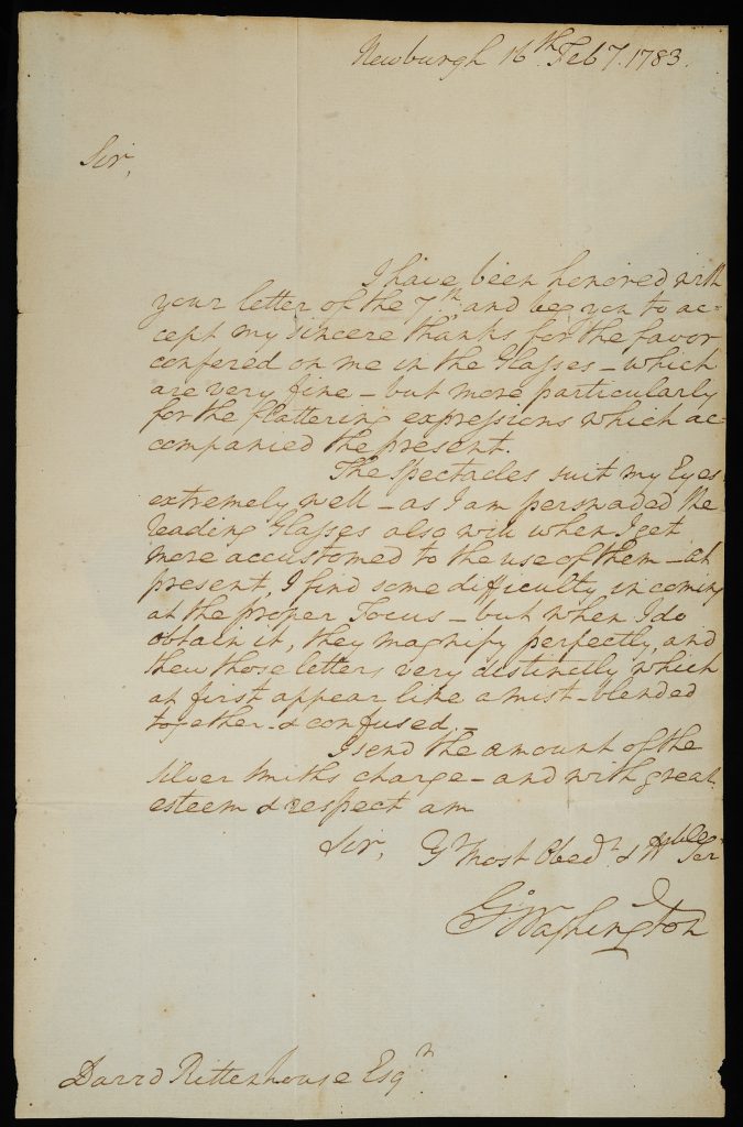 George Washington to David Rittenhouse, February 16, 1783