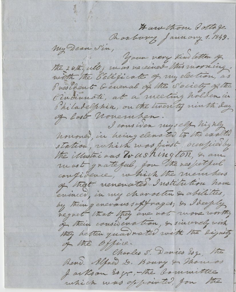 Henry Alexander Scammel Dearborn to Alexander Washington Johnston, January 1, 1849
