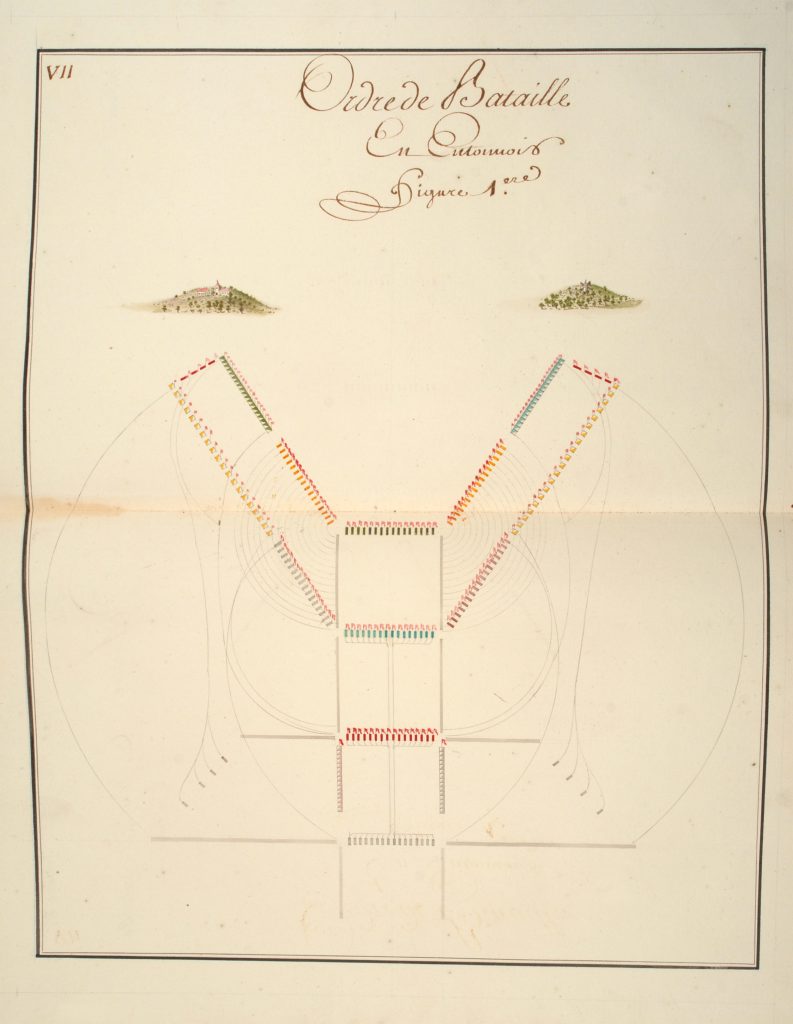 “Manuscrit Militaire … qui Contient des Principes Raisonnés de Tactique sur les Mouvements Particuliers des Bataillons…. La Castrametation, la Fortification de Campagne et Enfin sur la Défense des Retranchements,” Jean Victor, baron de Traverse, 1757-1771