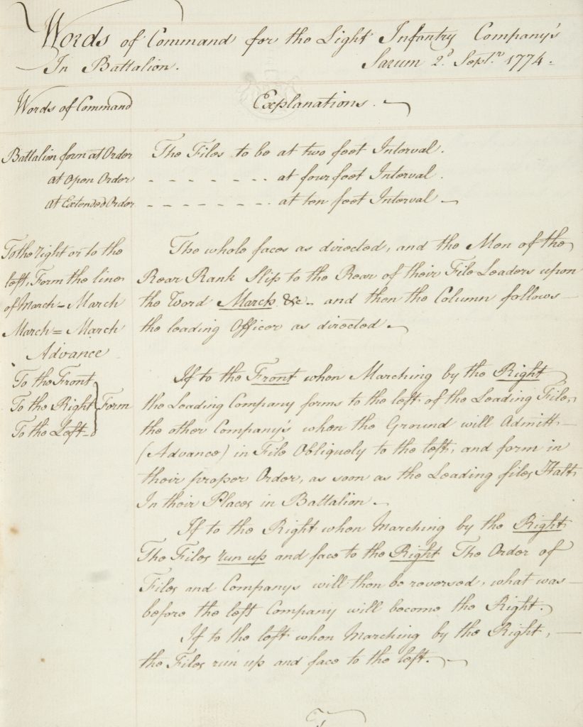 “Method for exercise of the light infantry,” William Howe, 5th viscount Howe, 1774