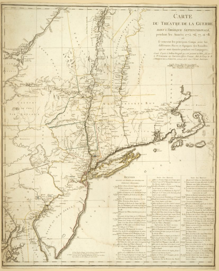 Carte du Théatre de la Guerre dans l’Amérique Septentrionale, pendant les Années 1775, 76, 77, et 78, Michel Capitaine du Chesnoy, Paris: Chez Perrier graveur, Chez Fortin ingénieur méchanicien, [1780]