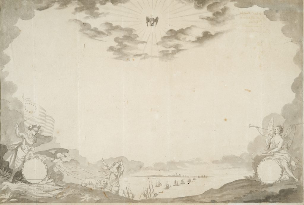 Sketch for the diploma of the Society of the Cincinnati, Pierre-Charles L’Enfant, June 1783