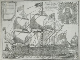 The Royal George: A First Rate Man of War Carrying 100 Brass Guns and 1000 Men, Supposed to be as Complete a Ship as the Sea Bears, [London, 1756?]