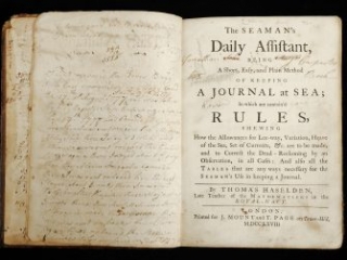 The Seaman’s Daily Assistant, being a Short, Easy, and Plain Method of Keeping a Journal at Sea, Thomas Haselden, London: Printed for J. Mount and T. Page, 1767
