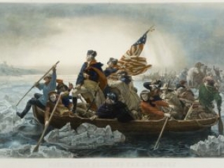 Washington Crossing the Delaware, Paul Giradet, engraver; after Emanuel Gottlieb Leutze, artist, New York, Berlin and Paris: Goupil & Co., 1853