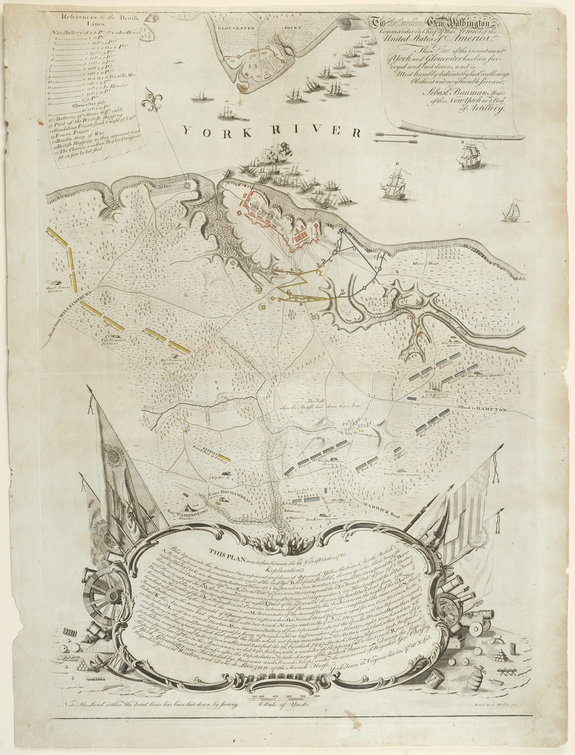 Plan of the Investment of York and Gloucester, Sebastian Bauman, Philadelphia, 1782
