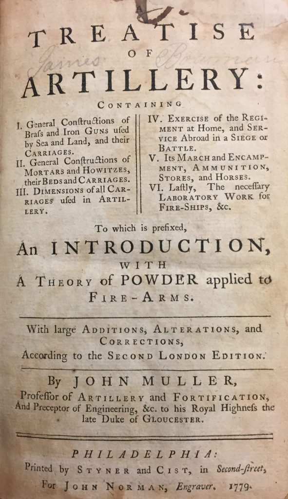 A Treatise of Artillery, John Muller, Philadelphia: John Norman, 1779