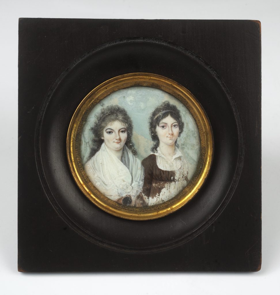 Amelie and Melanie de Grasse portrait miniature, ca. 1794-1799