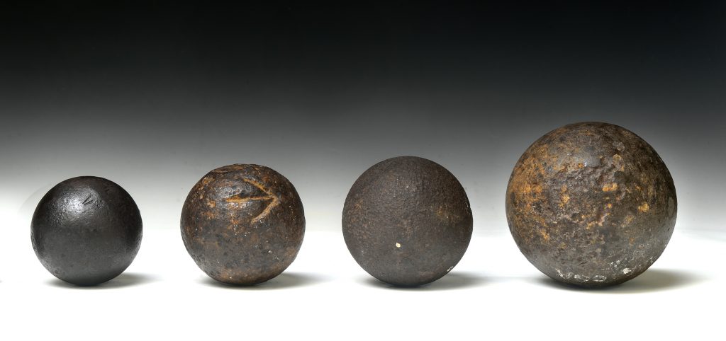 Cannonballs in a row M.1975.125, M.1985.110, M.2016.010.1-2