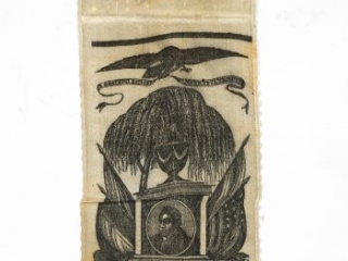 Ribbon commemorating funeral obsequies for the marquis de Lafayette, 1834
