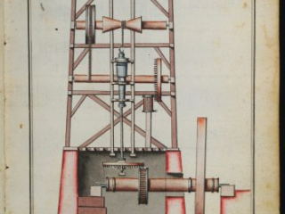 Vertical boring mechanism Jean Alexandre, baron d’Espiard de Colonge “Figures de l’Artillerie Pratique,” Volume 2, Mid-eighteenth century 