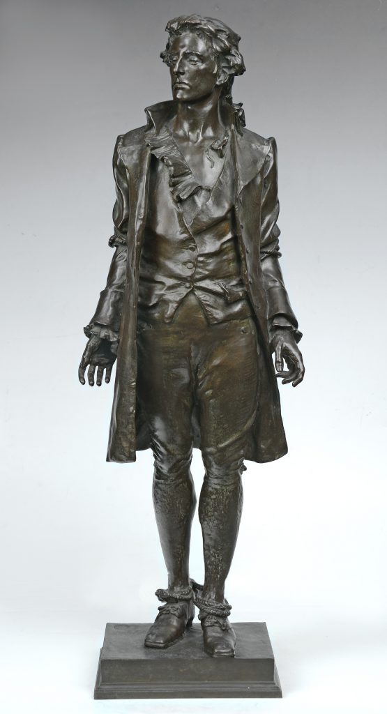 Bronze full-length statue of Nathan Hale before being executed as a spy