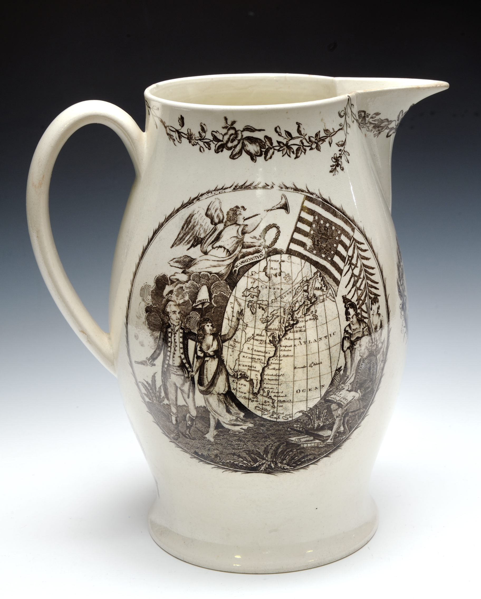 Jug with a map of the United States of America, ca. 1800