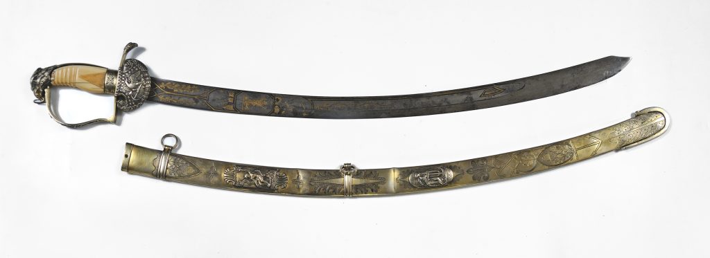 War of 1812 presentation sword and gilt metal scabbard