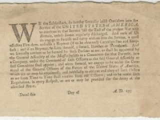 Massachusetts Continental Line enlistment document, ca. 1775-1777