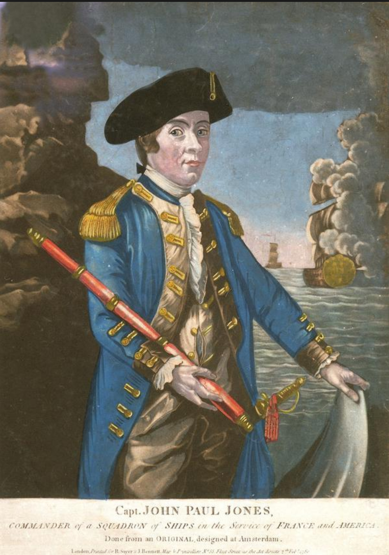 Capt. John Paul Jones. Commander of a Squadron of Ships in the Service of France and America. (London: Printed for R. Sayer and J. Bennett, 7 February 1780). National Maritime Museum, Greenwich.