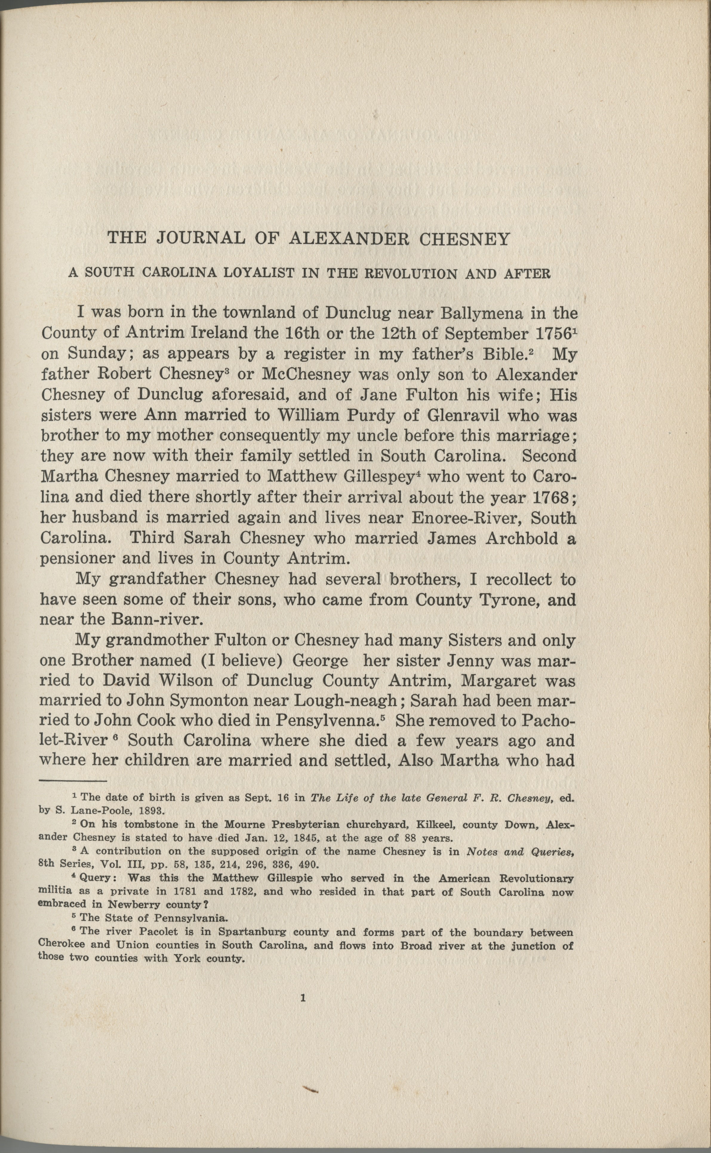 The journal of Alexander Chesney: a South Carolina loyalist in the revolution and after by Alexander Chesney, 1921