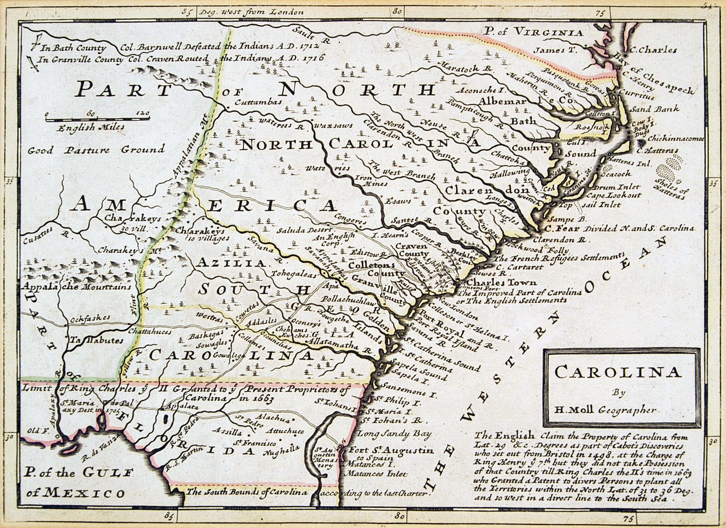 Carolina by Herman Moll, 1736