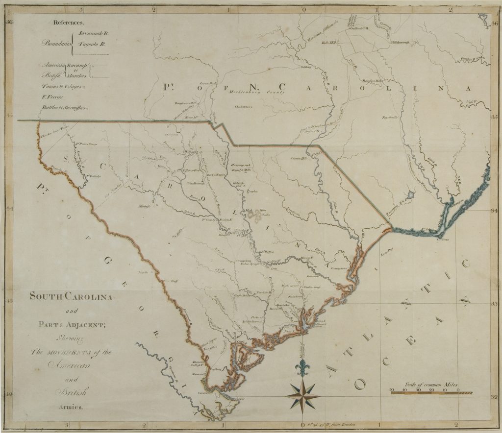 South-Carolina and parts adjacent, shewing the movements of the American and British armies by David Ramsay, 1785