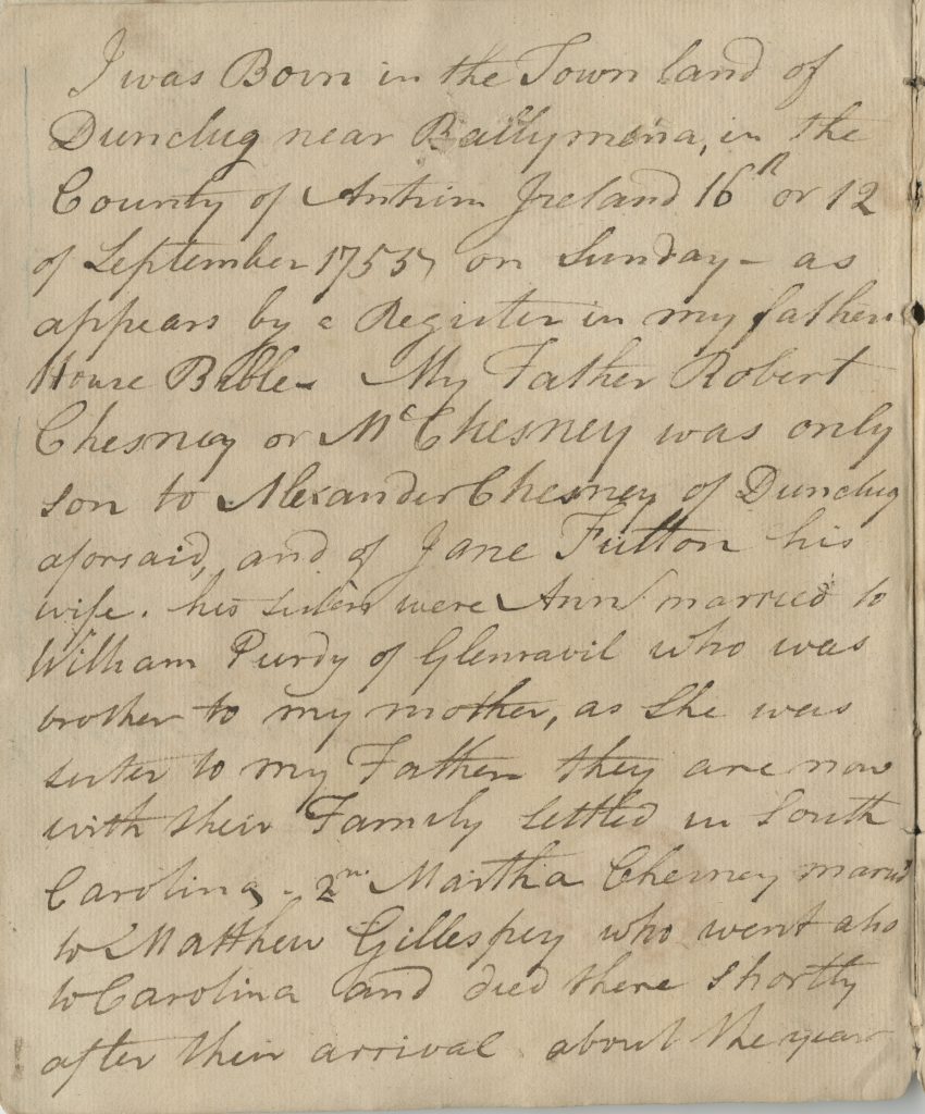 Autobiographical journal: prospect in Mourne, County Down, Ireland, 1795-1819, Alexander Chesney, 1795-1819