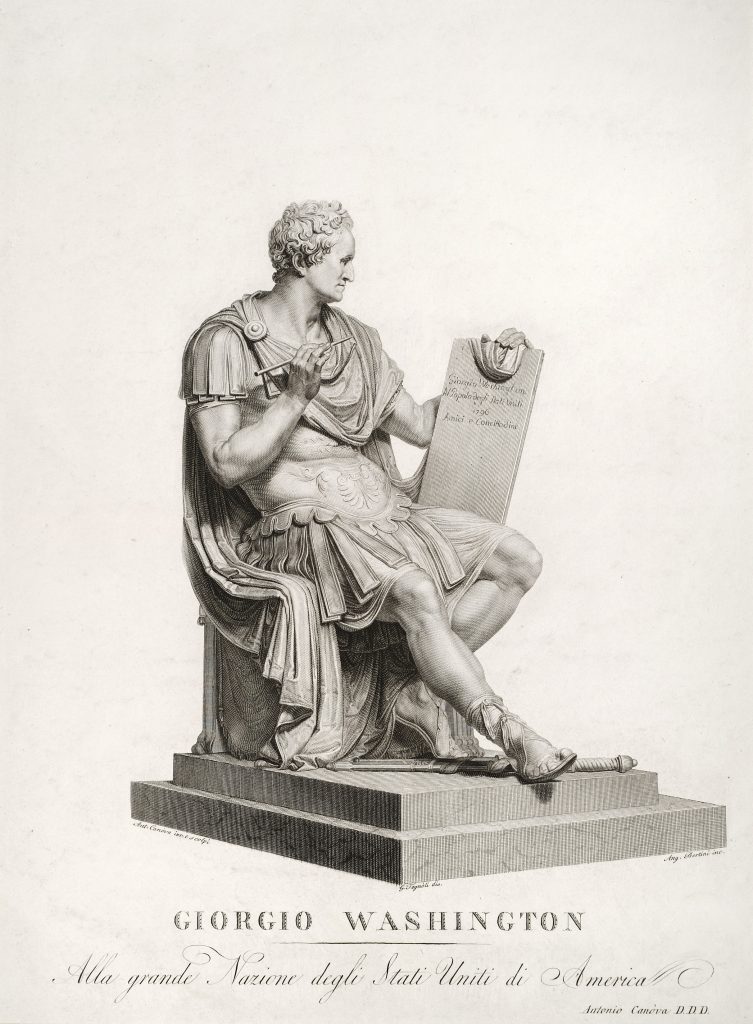 Giorgio Washington Alla grande nazione degli Stati Uniti di America by Antonio Canova (1757-1822), sculptor, Tognoli Giovanni (1786-1862) artist, Angelo Bertini,, 19th century, Italian engraver