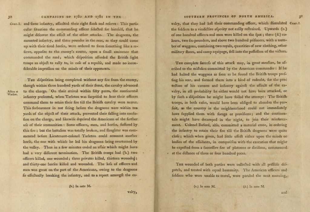 A history of the campaigns of 1780 and 1781, in the southern provinces of North America, Banastre Tarleton, 1787