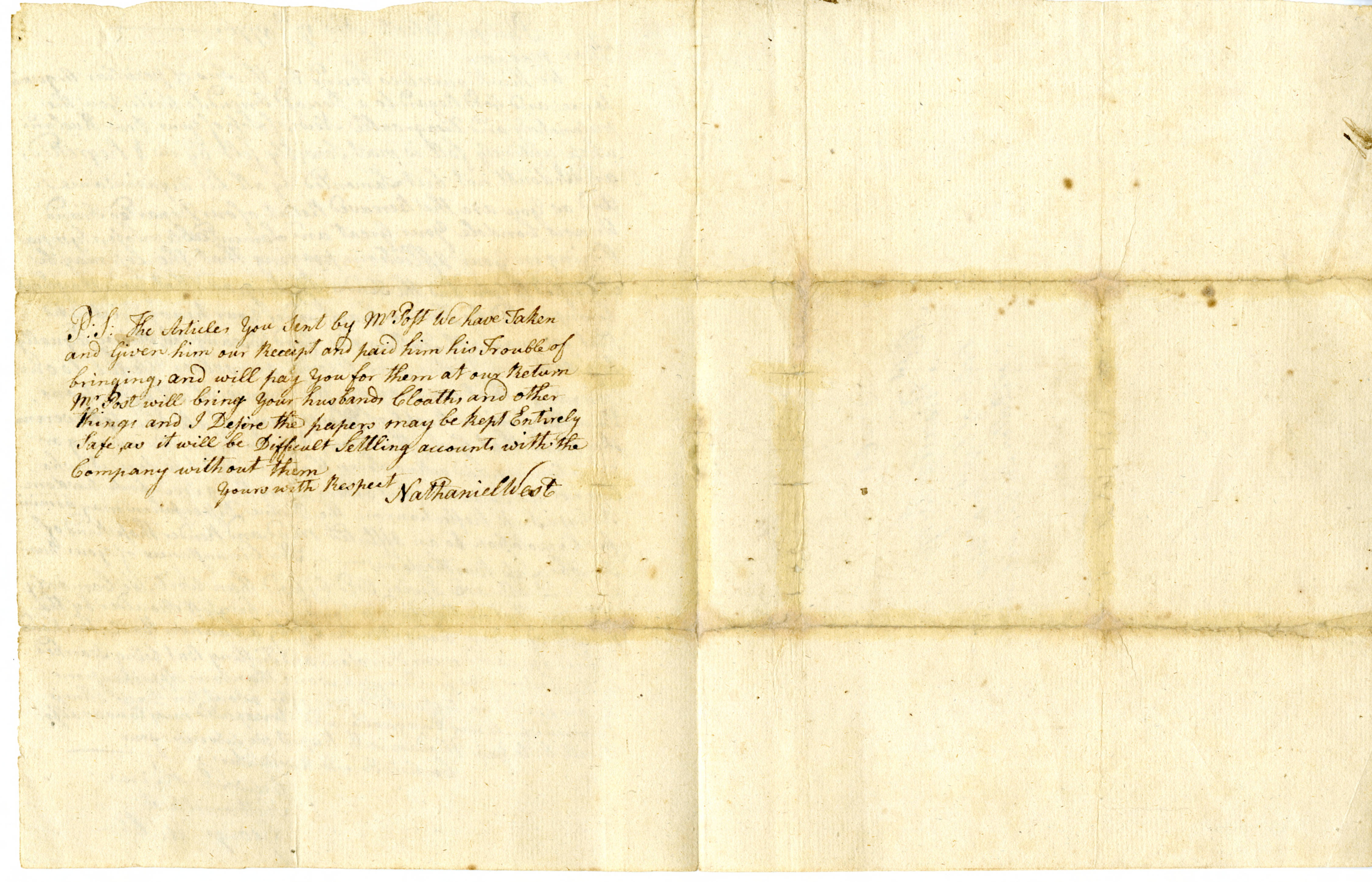 Edward Paine, Nathaniel West and George Hubbard to Priscilla Birge, November 17, 1776