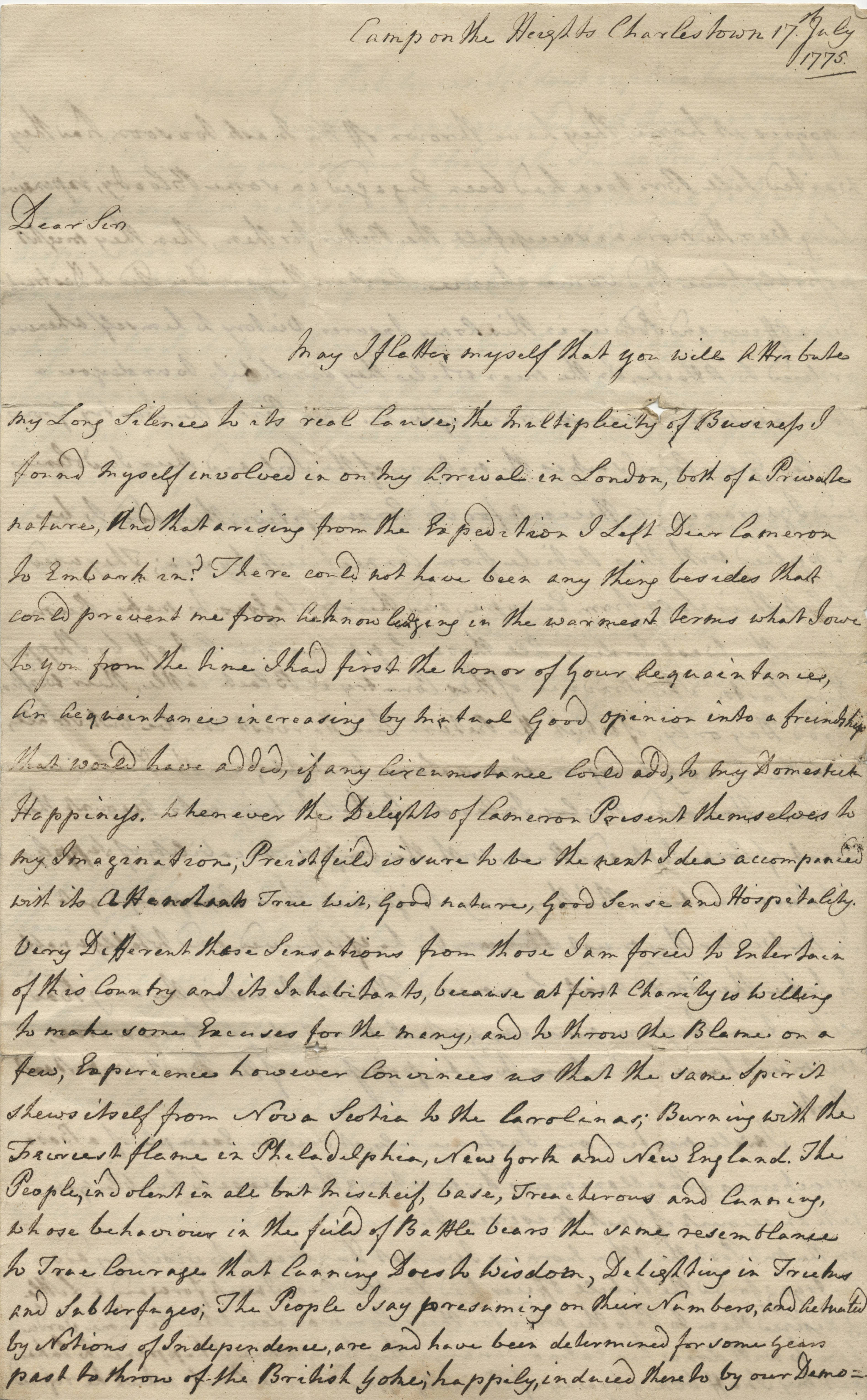John Gunning to Alexander Dick, July 17, 1775