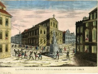 La destruction de la statue royale a Nouvelle Yorck by André Basset [possible], ca. 1776