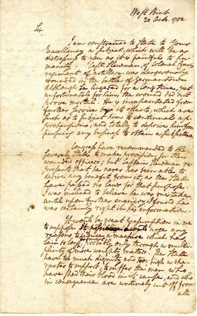 Henry Knox to John Hancock, October 20, 1782