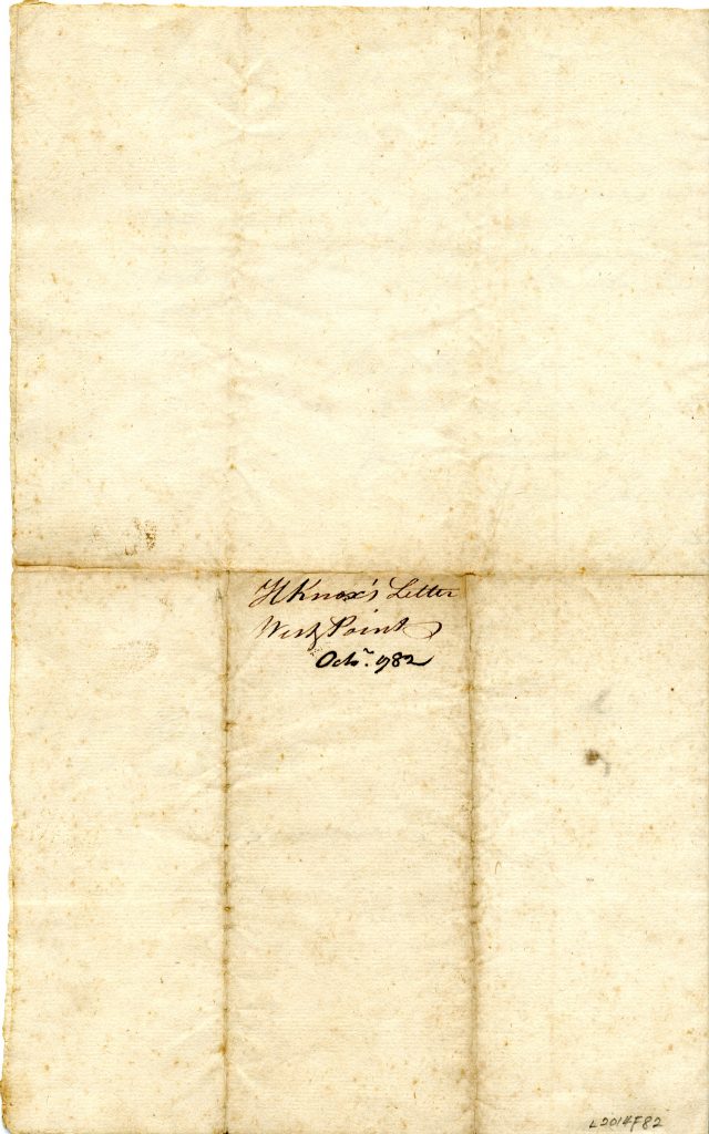 Henry Knox to John Hancock, October 20, 1782