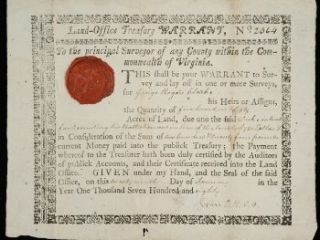 George Rogers Clark land warrant, 1780