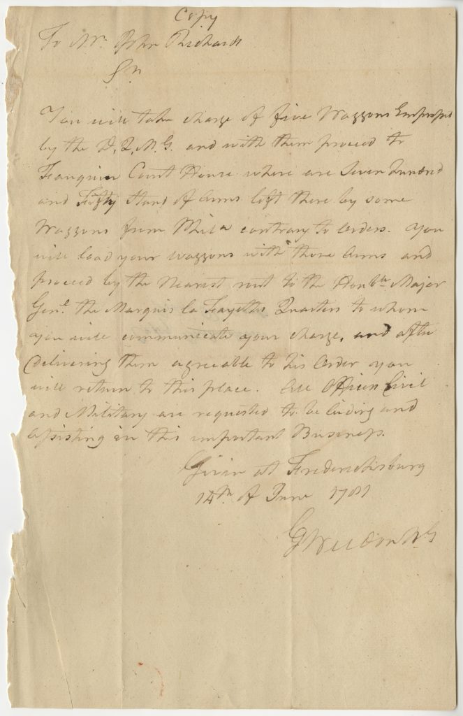 George Weedon to John Richards, June 14, 1781