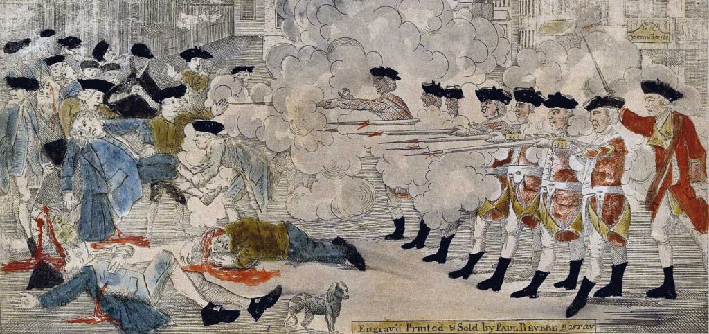 Detail from The Bloody Massacre perpetrated in King Street by Paul Revere, 1770