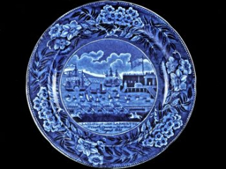Plate commemorating the landing of General Lafayette at Castle Garden in New York, 16th August 1824 by Clews, Staffordshire, England, ca. 1824.