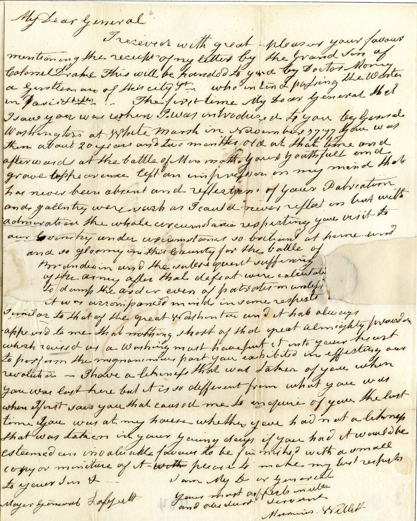 Marinus Willett to My Dear General [Lafayette], ca. 1826