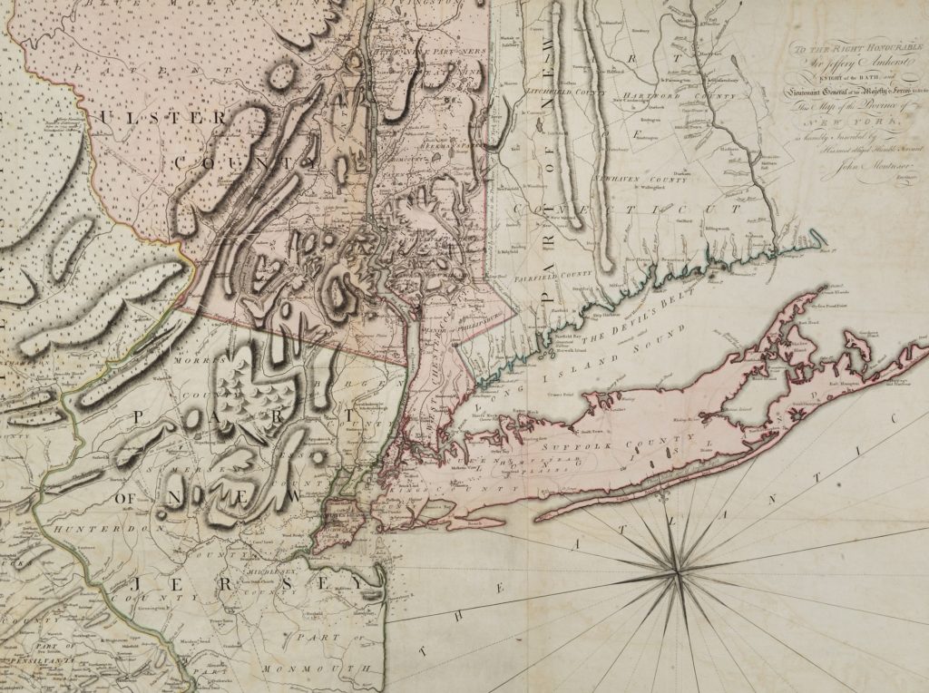 Detail of "A Map of the Province of New York, with Part of Pensilvania, and New England" from our library collection.