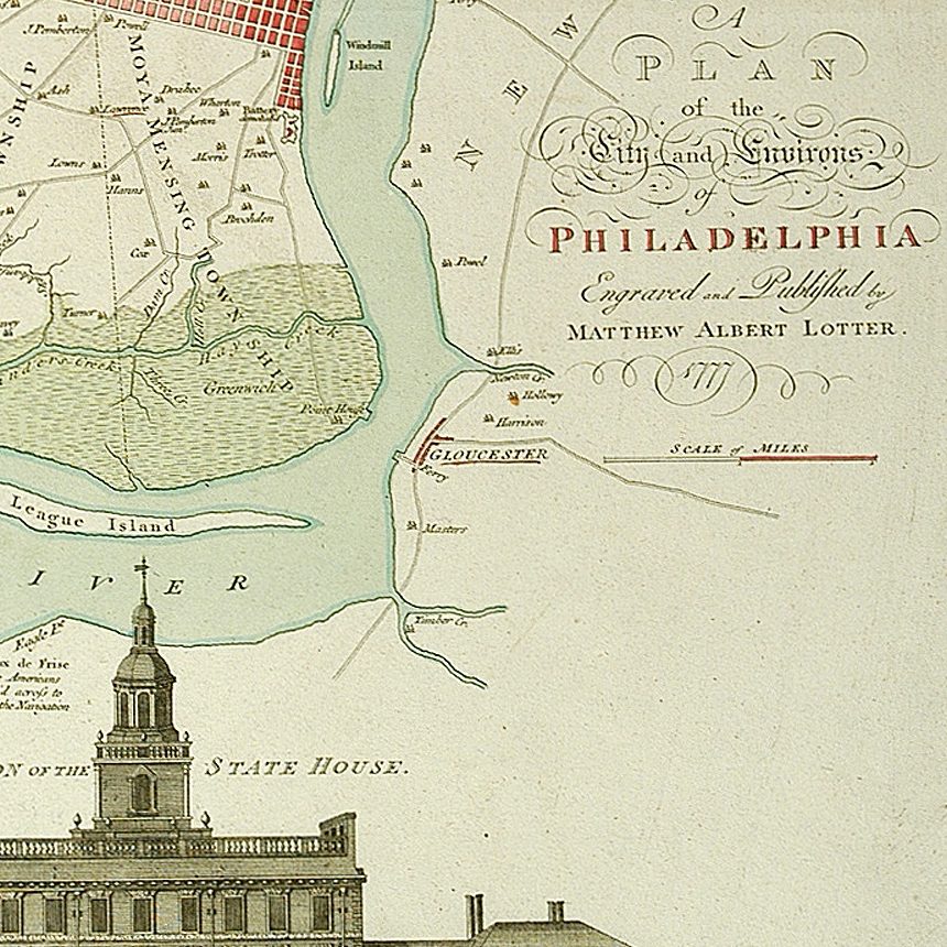 A Plan of the City and Environs of Philadelphia by Matthaus Albrect Lotter, 1777