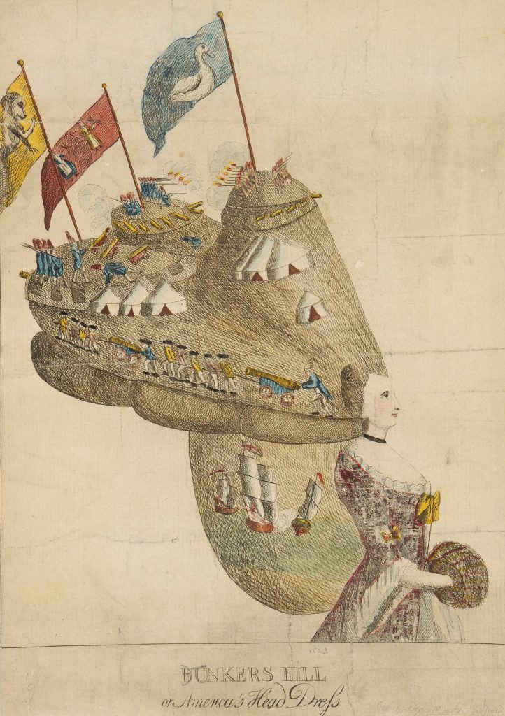 Bunkers Hill or America's Head Dress by Mary Darly, 1776