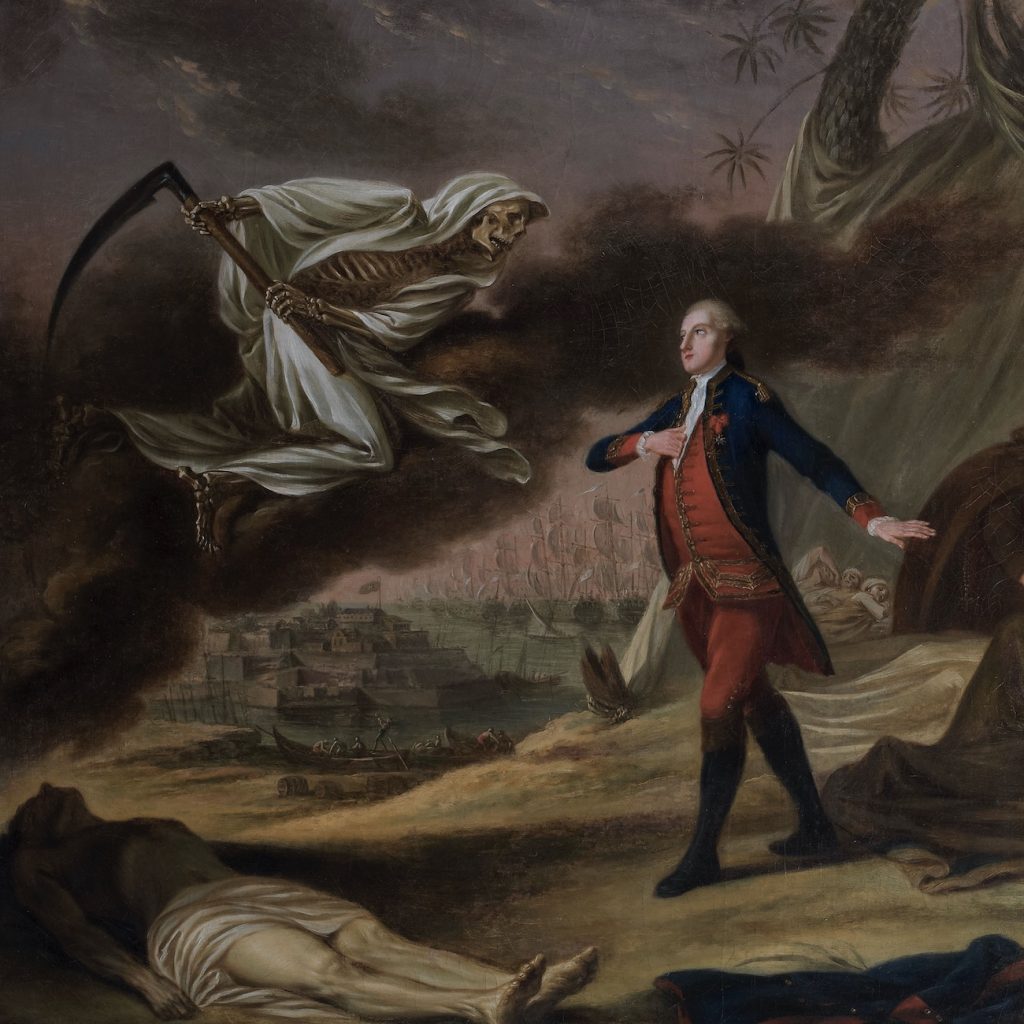 This painting death coming for Revolutionary War sailors is a reminder that epidemic disease killed more soldiers and sailors in the Revolution than bullets.